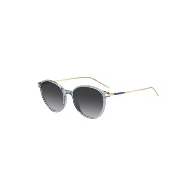 Hugo Boss Blue-gray Sunglasses With Gold-tone Temples In Multi