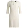 Hugo Boss Bodycon Dress In Ottoman Cotton In White