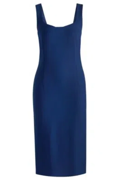 Hugo Boss Bodycon Midi Dress In Stretch Fabric In Light Blue