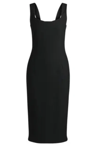 Hugo Boss Bodycon Midi-length Dress In Stretch Material In Black