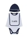 Hugo Boss Light Blue Bodysuit Set For Baby Boy With Logo In White