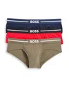 Hugo Boss Boss Assorted 3-pack Stretch Cotton Briefs In Red/navy/green