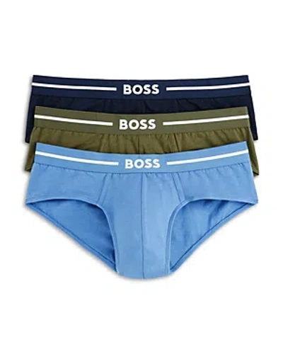 Hugo Boss Bold Hip Briefs, Pack Of 3 In Navy/blue/green