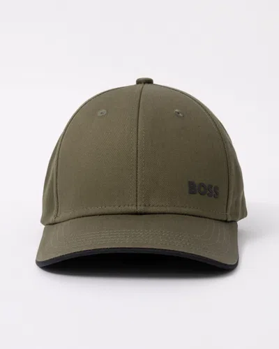 Hugo Boss Bold Mens Logo-print Cap In Cotton Twill In Green