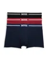 Hugo Boss Bold Trunks, Pack Of 3 In Black/ Navy/ Burgundy