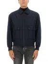 Hugo Boss Boss Bomber Jacket With Removable Lining In Blue
