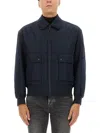 Hugo Boss Boss Bomber Jacket With Removable Lining In Blue