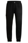 Hugo Boss Bonded-fleece Tracksuit Bottoms With Logo Detail In Black