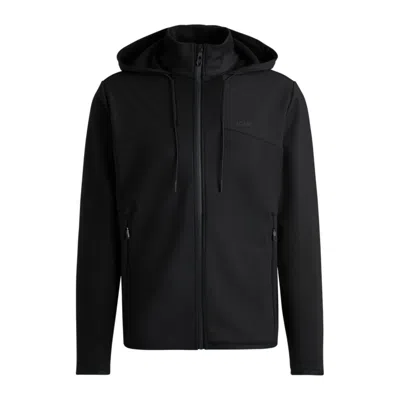 HUGO BOSS BONDED-FLEECE ZIP-UP HOODIE WITH LOGO DETAIL