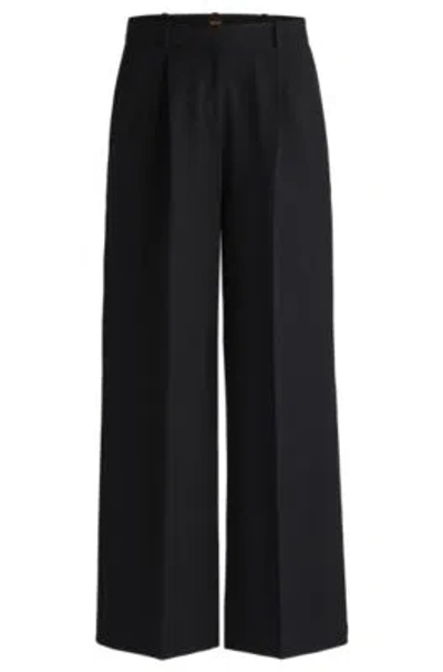 Hugo Boss Boot-leg Trousers In Stretch Fabric In Black