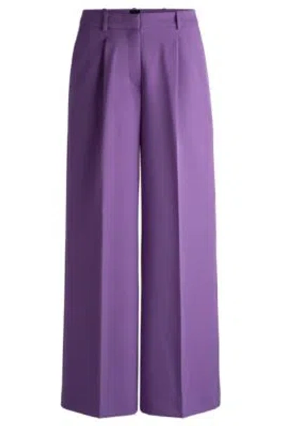 Hugo Boss Boot-leg Trousers In Stretch Fabric In Light Purple