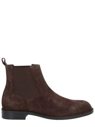 Hugo Boss Brown Suede Elasticated Panels Chelsea Boots