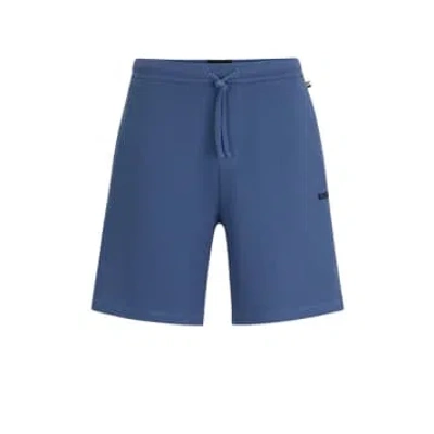 Hugo Boss Pajama Shorts With Embroidered Logo In Light Blue