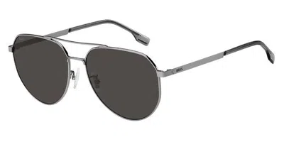 Hugo Boss Boss 1473/f/sk Asian Fit 6lb/ir Men's Sunglasses Silver Size 61 In Black