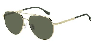 Hugo Boss Green Pilot Men's Sunglasses Boss 1473/f/sk 0j5g/qt 61 In Gold / Green