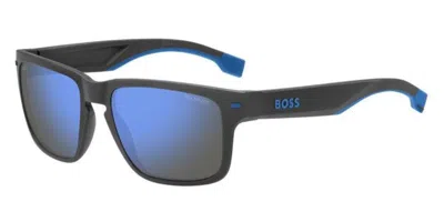 Hugo Boss Boss 1497/s 8ht/4j Men's Sunglasses Grey Size 57 In Blue