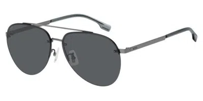 Hugo Boss Boss 1537/f/sk Asian Fit 6lb/ir Men's Sunglasses Silver Size 62 In Gray