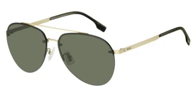 Hugo Boss Boss 1537/f/sk Asian Fit Aoz/qt Men's Sunglasses Gold Size 62 In Green