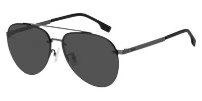 Hugo Boss Boss 1537/f/sk Asian Fit V81/ir Men's Sunglasses Silver Size 62 In Green