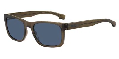 Hugo Boss Boss 1569/s 09q/ku Men's Sunglasses Brown Size 55 In Green