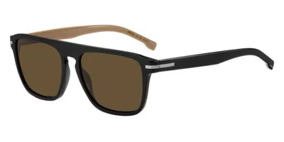 Hugo Boss Boss 1599/s 807/70 Men's Sunglasses Black Size 56 In Pattern