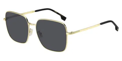 Hugo Boss Dark Grey Square Unisex Sunglasses Boss 1613/f/sk 0j5g/ir 59 In Black