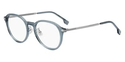 Hugo Boss Boss 1615/f Asian Fit Men's Glasses, Blue, Size 52 In Metallic