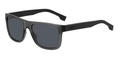 Hugo Boss Boss 1647/s R6s/z8 Men's Sunglasses Grey Size 55 In Transparent Dark Grey