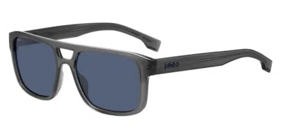 Hugo Boss Boss 1648/s Kb7/ku Men's Sunglasses Grey Size 56 In Blue