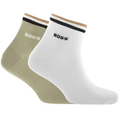Hugo Boss Boss 2 Pack Ankle Socks Green In Multi