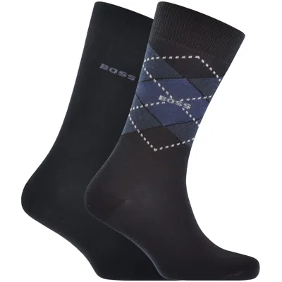 Hugo Boss Boss 2 Pack Argyle Crew Socks Dark Blue