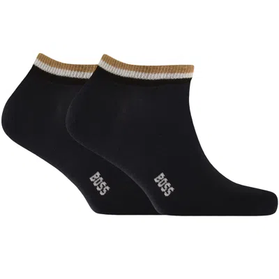 Hugo Boss Boss 2 Pack Iconic Stripe Ankle Socks Navy In Blue