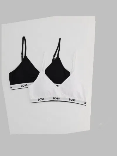 Hugo Boss Boss 2 Pack Reggiseno A Triangolo Con Banda Logata In Black