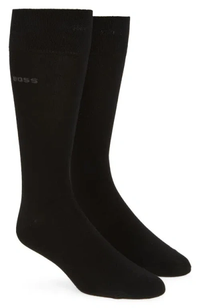 Hugo Boss Boss 2-pack Solid Cotton Blend Dress Socks In Black