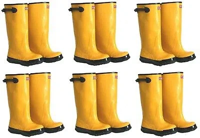 Pre-owned Hugo Boss Boss 2kp448114 Size 14 Yellow 17" Hd Over The Shoe Rubber Knee Boots - 6 Pairs
