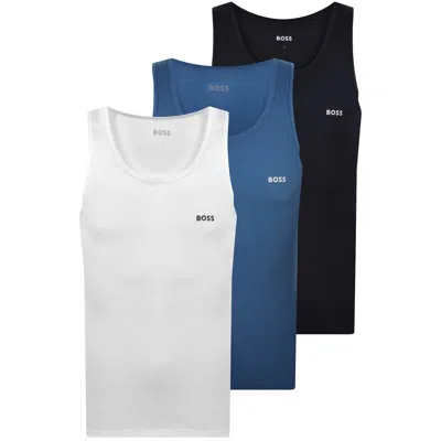 Hugo Boss Boss 3 Pack Classic Rib Vests In Multi
