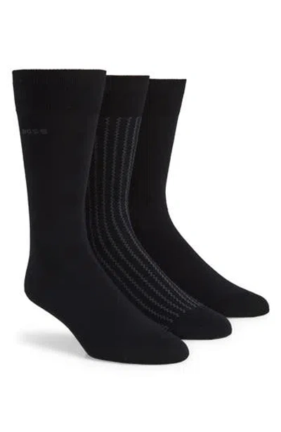 Hugo Boss Boss 3-pack Cotton Blend Dress Socks In Black