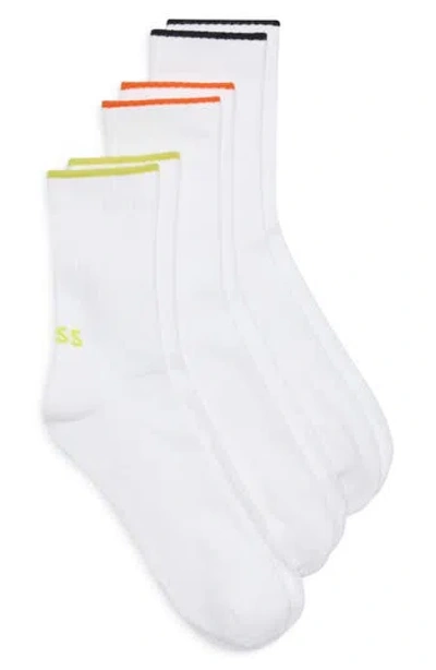Hugo Boss Boss 3-pack Logo Ribbed Crew Socks In White