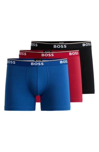 Hugo Boss Men's Three-pack Of Stretch-cotton Boxer Briefs With Logos In Patterned