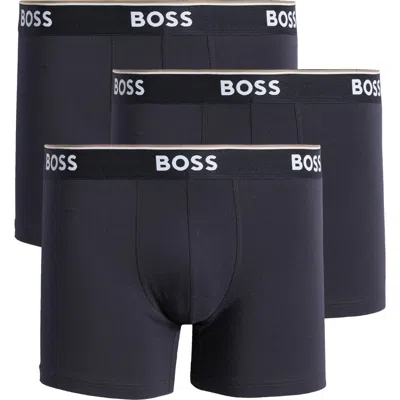 Hugo Boss Boss 3-pack Power Stretch Cotton Boxer Briefs In Deep Blue