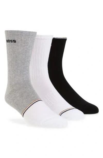 Hugo Boss Boss 3-pack Ribbed Crew Socks In Multi