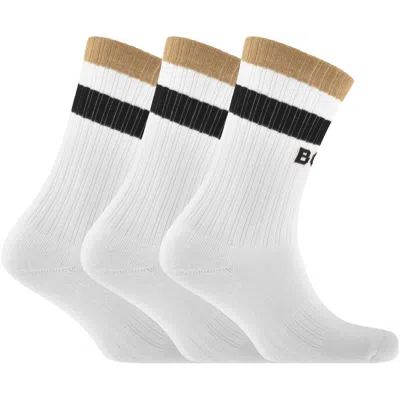 Hugo Boss Boss 3 Pack Ribbed Iconic Socks White