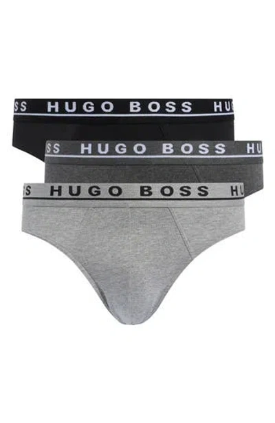 Hugo Boss Boss 3-pack Stretch Cotton Briefs In Open Grey