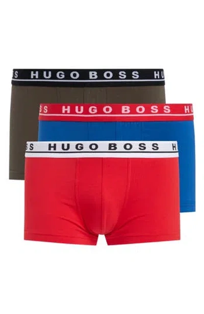 Hugo Boss Boss 3-pack Stretch Cotton Trunks In Multi