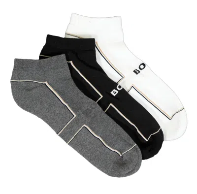 Hugo Boss Boss 3 Pack Trainer Socks Black White Grey