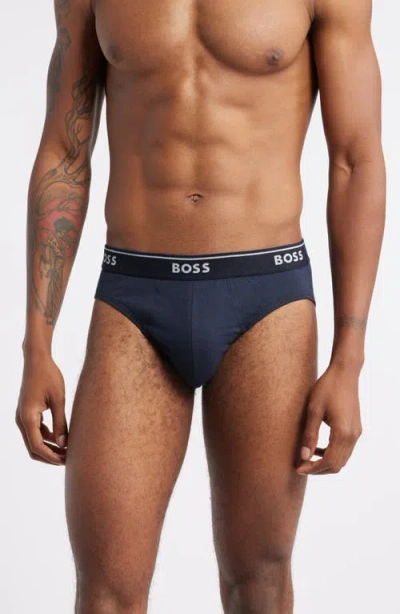 Hugo Boss Boss 3-pack Assorted Classic Cotton Briefs In Blue