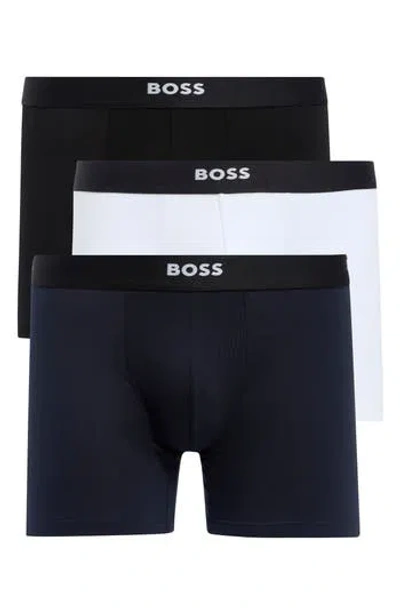 Hugo Boss Boss 3-pack Cotton Blend Boxer Briefs In Multi