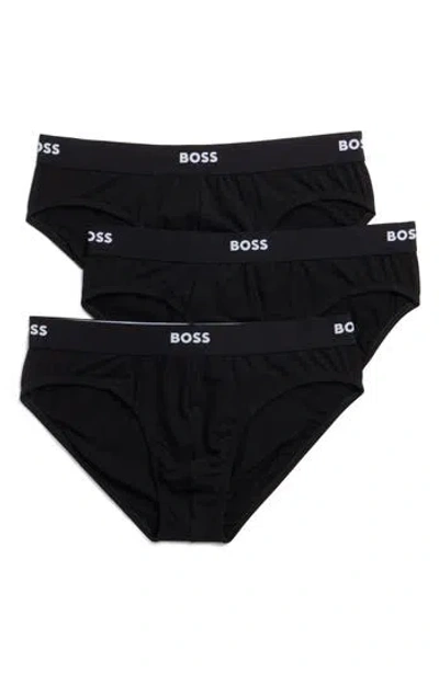 Hugo Boss Boss 3-pack Cotton Blend Briefs In Black