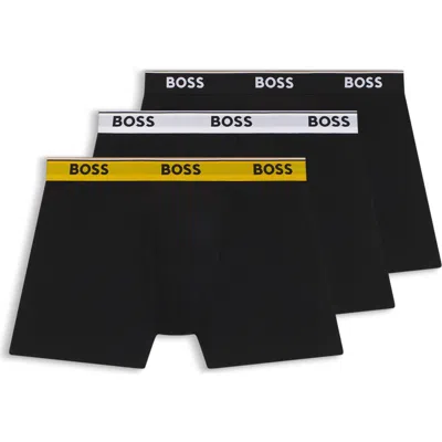 Hugo Boss Boss 3-pack Cotton Boxer Briefs In Black