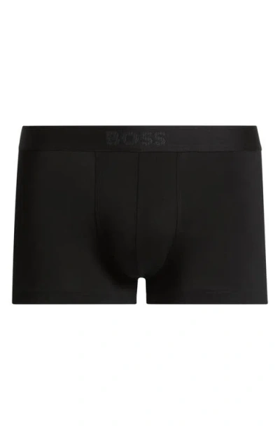 Hugo Boss Boss 3-pack Cotton Microfiber Trunks In Black